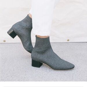 Loeffler Randall Carter Ankle Booties Metallic Black Silver Size 6